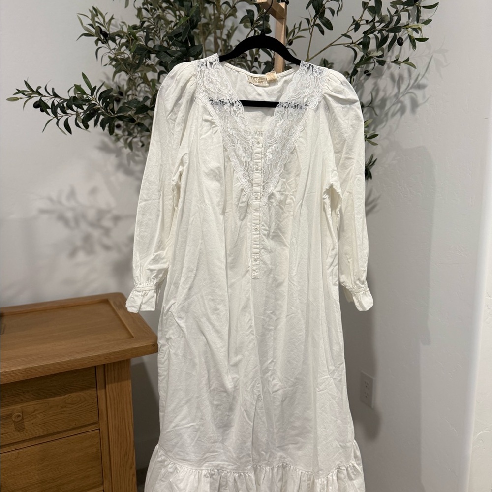 Vintage Victoria’s Secret White Long Sleeve Dress with Lace